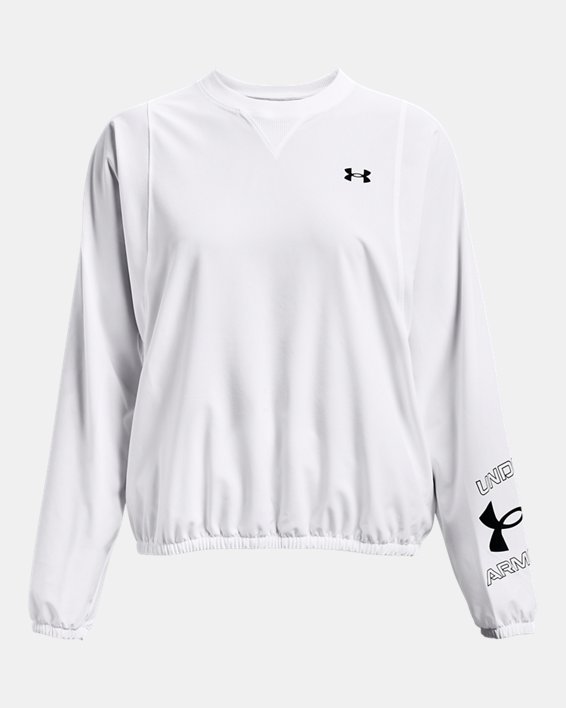 Women's UA Woven Graphic Crew in White image number 4